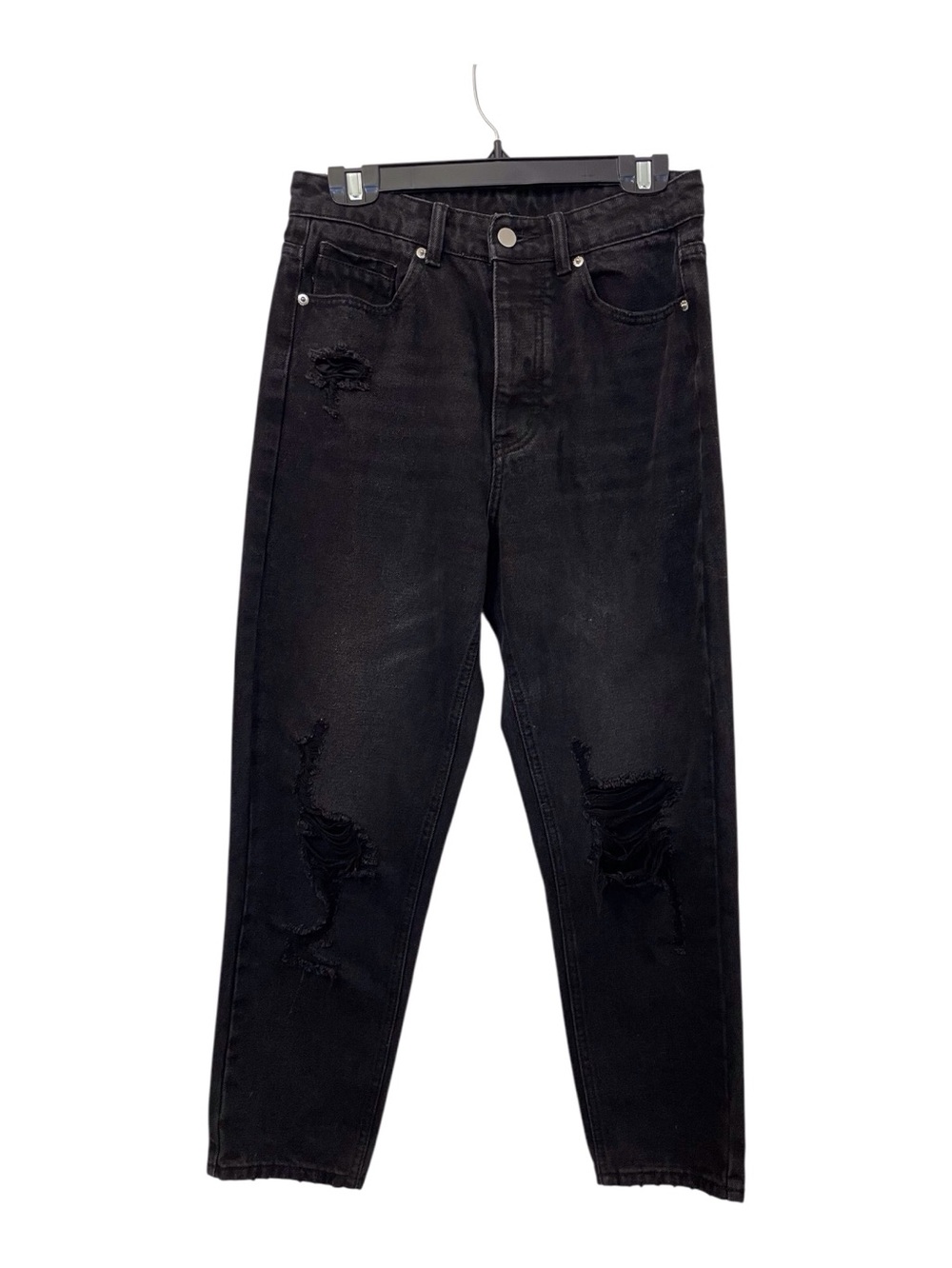 Shein Women's Black Distressed Riped Relaxed Five-Pockets Jeans,M(6)